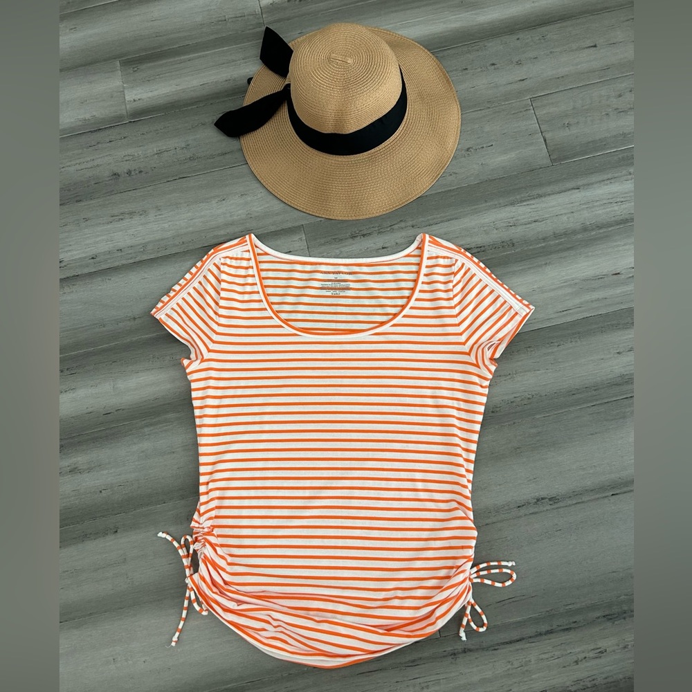 [NWOT] Ann Taylor Shirt, M, Orange/White